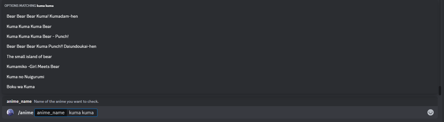 Screenshot showing command autocomplete